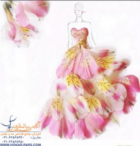 آموزش طراحی لباس با گلبرگ گل ها