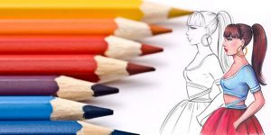 طراحی لباس با مداد رنگی