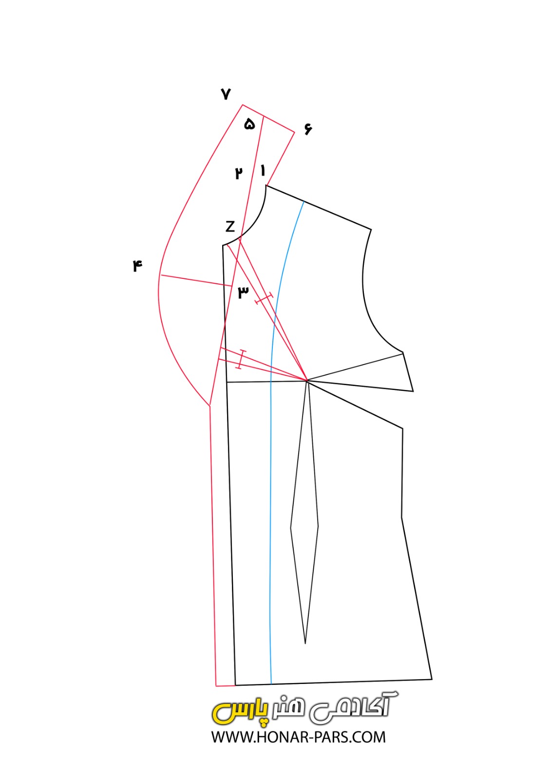 اموزش الگوی یقه ارشال