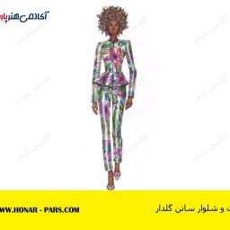 کت و شلوار ساتن گلدار